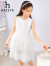 哈吉斯（HAZZYS）品牌童装女童连衣裙夏季舒适不易变形闪亮水钻无袖纯白色连衣裙 本白 105