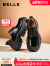 百丽暗黑风牛津鞋女商场同款黑色个性小皮鞋Z9X1DCM3 黑色 37