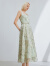 朗姿法式设计感气质蕾丝刺绣吊带长裙夏装2024新款女装绿色连衣裙 水绿色 S