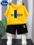 迪士尼（Disney）男童套装纯棉夏装2024新款儿童运动服孩子短袖t恤两件装宝宝上衣 黑色(ET08双色条)套装 90cm (18-25斤)