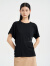 OTT2024夏新品不对称袖型松树绣花设计感T恤短袖女装 纯色黑色 S