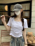 FSHE不规则短袖t恤女夏季设计小众辣妹正肩修身显瘦短款上衣ins美式 白色 XL 116-125斤