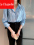 拉夏贝尔（La Chapelle）轻奢女装 衬衫女2022春秋季新款韩版设计感时尚网红炸街叠穿 绿色 L