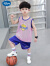迪士尼男童篮球服速干套装儿童装夏季背心男孩宝宝冰丝运动球衣两件套潮 粉红色 双色篮球服 90cm