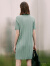 恩裳COVER夏时髦Polo领百褶坑条裙子凉爽舒适冰丝连衣裙 绿灰 36/S