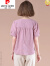 皮尔卡丹（pierrecardin）妈m妈洋气上衣服中年女装夏装短袖棉麻T恤中老年气质大尺码两件套 2129紫色(上衣+86卡其裤子) XL (建议110斤以内)