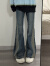 Jret美式复古微喇叭水洗牛仔裤女夏季高腰设计小个子显瘦阔腿裤 复古色裤子 2XL