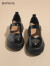 达芙妮（DAPHNE）玛丽珍鞋女春单鞋2024新款女鞋英伦风粗跟高跟工作皮鞋 黑色跟高5.5cm 39 标准码
