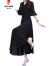 皮尔卡丹（pierre cardin）雪纺连衣裙子女士装夏季2024年新款黑色高端洋气显瘦气质时髦长裙 酒红色 3XL (140-150斤)