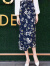 Radinka2024夏新款雪纺半身裙女韩版百搭一片式小碎花系带沙滩裙子 蓝红相印 均码160斤以内可以穿