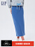 Gap女装秋季美式复古LOGO法式圈织软半身裙736147时尚高腰长裙 蓝色 160/64A(XXS)
