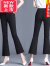 踏司红微喇叭裤女新款时尚小个子高腰修身九分矮个力八分休闲西装裤 黑色 八分裤 L 108-118斤