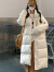 艾柔丹长款棉服女装冬季新款加厚保暖学生宽松面包服棉衣棉袄女士外套冬 米白色 2XL 建议145-165斤
