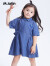 M.Latin/马拉丁童装女童连衣裙2024夏装新款儿童衬衫式大裙摆裙子 牛仔蓝 120cm