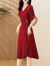 佰蓝娇法式红色连衣裙女夏季2024新款高级感气质遮肚子显瘦鱼尾裙子夏天 杏色 XL （建议115-125斤）