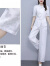 皮尔卡丹（pierre cardin）新中式国风改良旗袍时尚套装女2024夏装新款气质修身阔腿裤两件套 白色 S (建议85-94斤)