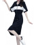 Zhvninth黑色V领连衣裙女夏季2024年新款韩版时尚减龄宽松休闲短袖t恤 黑色 xl