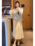 森莲娜（SENLIANNA）2024新款双排扣净版休闲长袖针织女毛衣外套连衣裙两装 黄色套装 M(建议：98-108斤)