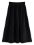 范思蓝恩23FS14624法式文艺复古绒感半身裙冬新款高腰灯芯绒A字裙 黑色 M