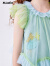 M.Latin/马拉丁童装儿童连衣裙24夏新款女大童印花撞色宽松公主裙 草绿 120cm
