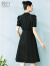 晚白2024年夏季时尚优雅小个子短款改良旗袍新中式国风气质纯色连衣裙 黑色 XL
