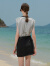 IBUDU2024夏季新款条纹T恤圆领无袖套头衫宽松设计感休闲女 黑白条纹 155/80A/S