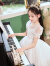 GULULU女童礼服儿童生日公主裙蓬蓬裙夏季花童婚纱女孩主持人钢琴演出服 白色 120