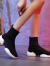 动感奥伦品牌春季单靴内增高袜靴袜子鞋高帮单鞋坡跟显瘦短靴棉鞋 加绒9759-1黑色 内增高2.5厘米  34