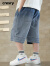 CRESRY韩国童装潮牌男童牛仔短裤2024新款儿童卡通中大童青少年帅气夏装 牛仔蓝 140cm