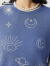 哥弟真的好2024夏季新款圆领拼色图案提花短袖套头针织T恤衫女A301555 静谧蓝 XL (5码)