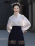 艾珠儿（Aizhuer）马面裙全套新中式连衣裙2024春秋新款国风改良旗袍明制汉服小个子 白色上衣 S