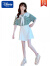 迪士尼女童夏季两件套洋气甜美女孩短袖条纹时髦裤裙网红韩版儿童套装潮 绿色 150