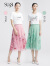 古色（SUSSI）24夏商场同款 多色 刺绣百搭款清新半身裙女装 青楸绿 XL