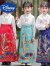 迪士尼女童马面裙套装2024中国风超仙改良古风儿童汉服唐装 藏蓝色长裙 110