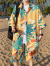潮至（CHAOZHI）冰丝套装男款夏季新中式扎染短袖衬衣潮牌宽松垂感沙滩两件套 黄色 M 建议80-110斤可穿