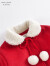 MARC&JANIE【新年款】马克珍妮童装儿童冬装女童夹棉毛呢大衣宝宝外套221576 红色 110cm