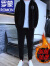 罗蒙（ROMON）金丝绒卫衣套装男秋冬季外套潮流加绒加厚运动休闲套装 993黑色(加厚金丝绒) XL