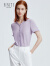FINITY雪纺衫夏季简约100%桑蚕丝高端轻奢短袖上衣 粉紫色 M