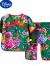 迪士尼（Disney）东北大花婴儿服男童女夏季人造棉儿童睡衣夏装中国风宝宝衣服薄款 D55-红色凤尾花长 袖 偏大，按尺码表拍 110cm