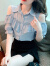 俞兆林短袖雪纺衬衫女2024年夏季新款时尚露肩优雅木耳边小衫职业衬衣女 白色  L（建议105-115斤）