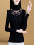 璟浩中年妇女秋冬天穿的蕾丝打底衫黑色加厚高领女新款2023新款高档纱 059#加.绒 XL