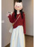 森莲娜（SENLIANNA）小香风套装女2024春季新款复古绵羊绒娃娃领针织毛衣连衣裙两 套装 S(建议：85-98斤)