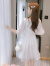 皮尔卡丹（pierre cardin）小个子雪纺连衣裙2024新款韩版超仙森系夏装收腰显瘦时尚女神裙子 米白色 L 108-118斤