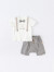 戴维贝拉（DAVE＆BELLA）夏日男童宝宝洋气两件套衣服儿童绅士套装小童短袖假背带裤设计 白色 80cm（建议身高73-80cm）