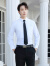 汉柏诺西裤男正装上班白色衬衫套装面试修身韩版大学生毕业照西装 单件短袖衬衫 (领带) S