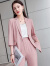 金蒂情 夏新款小西装套装七分袖职业装女装套装气质时尚正装工作服 粉色单件西装 3XL(建议130-140斤)