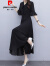 PIERRE CARDIN雪纺连衣裙子女士装夏季2024年新款黑色高端洋气显瘦气质时髦长裙 黑色 L (100-120斤)