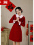唐篇（TANGPIAN）红色冬季2023新款连衣裙加厚改良拜年秋冬加绒娃娃领A版遮肚 红色 S 建议85-95斤左右