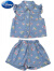 迪士尼女童夏季洋气时髦牛仔套装2024新款儿童宝宝短裤夏装薄款衣服童装 蓝色 90cm