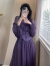 皮尔卡丹（pierre cardin）淑女气质褶皱感纯色连衣裙女装2024秋季新款小众设计长袖裙子 紫色 M